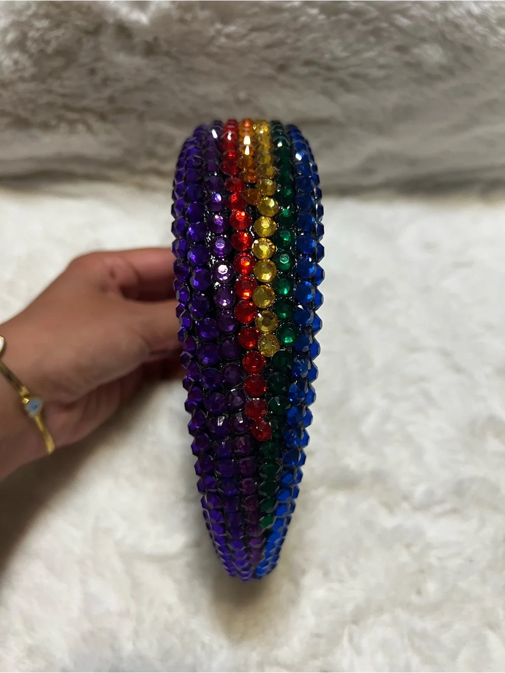 Rainbow Rhinestone Velvet Headband